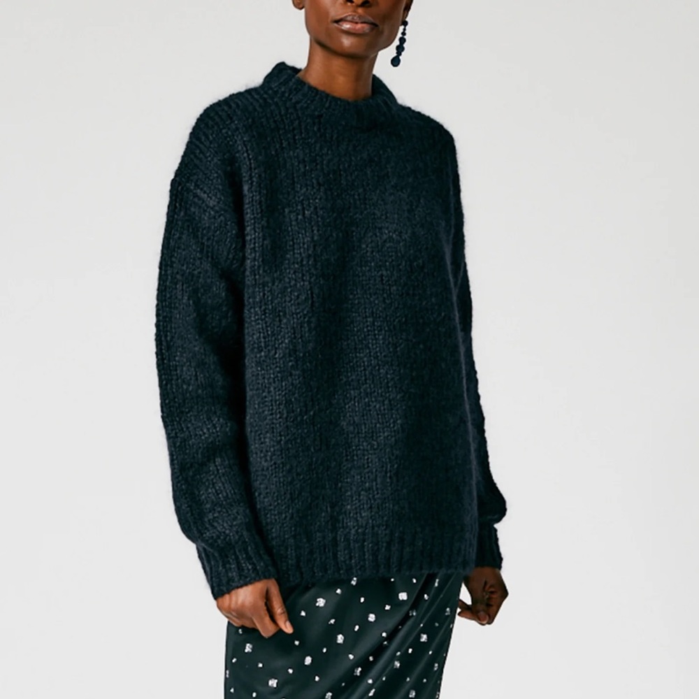 Tibi Claude Mohair Crewneck Easy Pullover